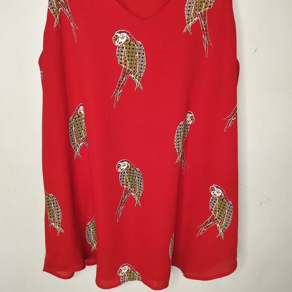LOFT Tank Top Parrot Print Red Cami - Picture 3 of 7